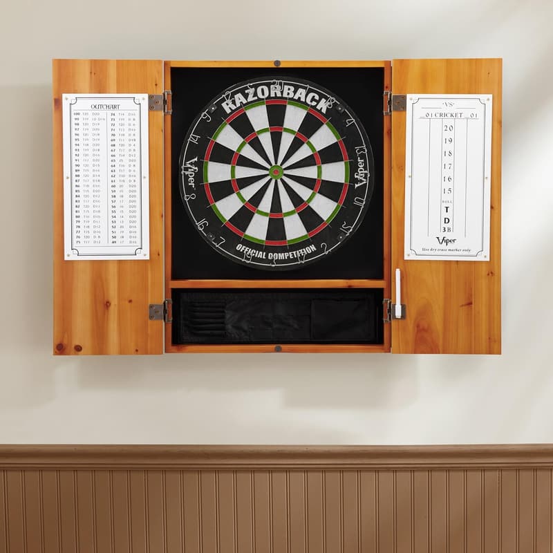 Metropolitan Solid Wood Dartboard Bundle with Steel-Tip Darts