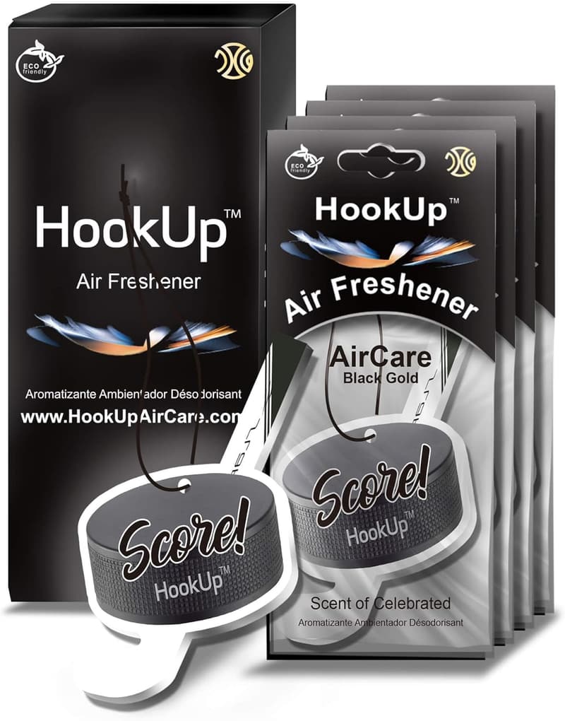 Hockey Air Freshener Set - Extra Strong Black Gold Scent - 4 Pack