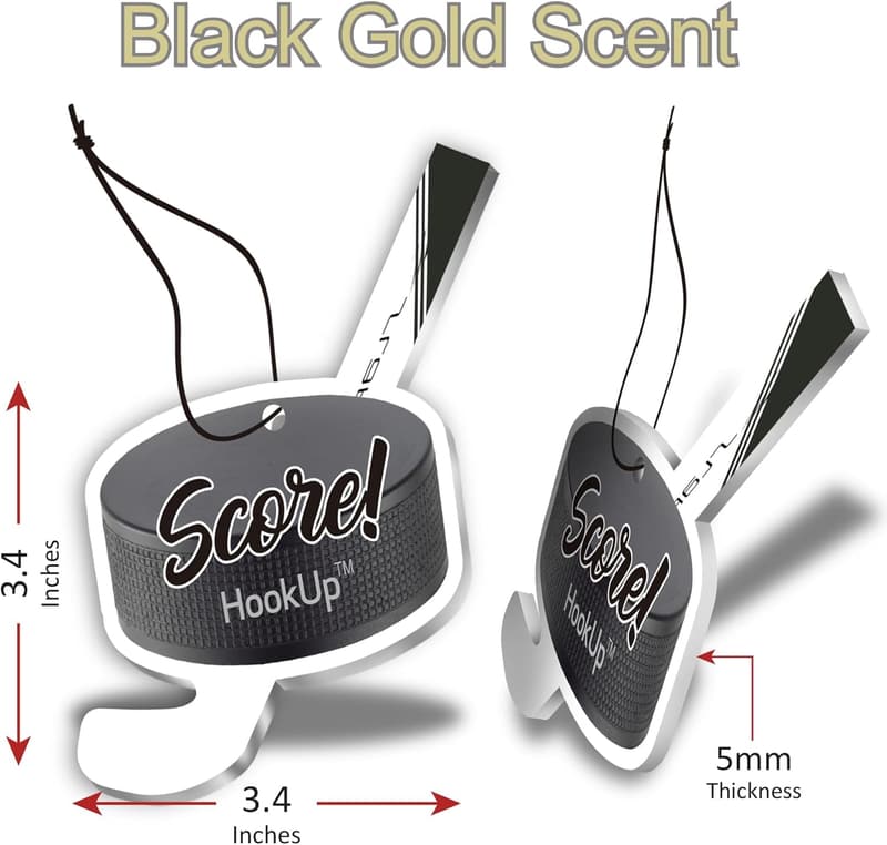 Hockey Air Freshener Set - Extra Strong Black Gold Scent - 4 Pack