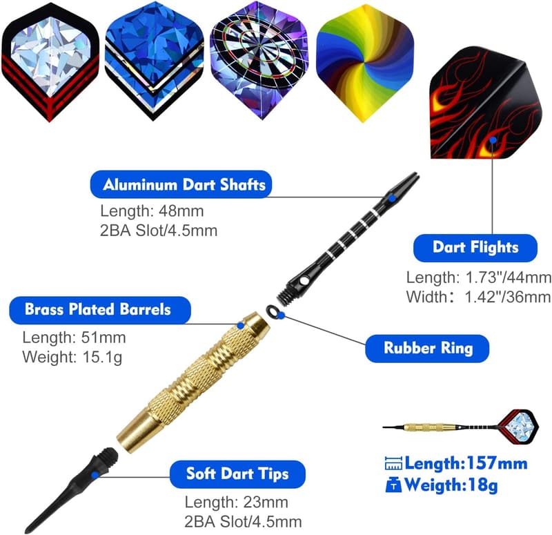 12-Piece Soft Tip Dart Set with 200 Extra Tips & Bag