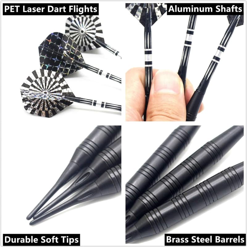 Soft Tip Darts Set for Electronic Boards with Brass Barrels