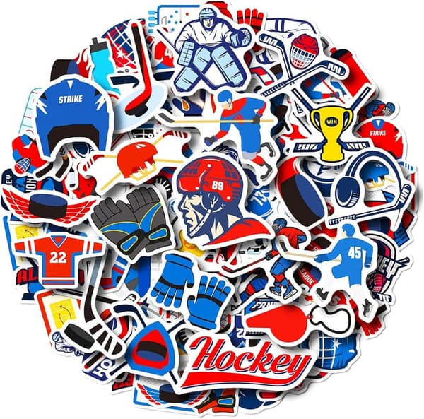 Ice Hockey Stickers - 100 Pack Waterproof Party Favors