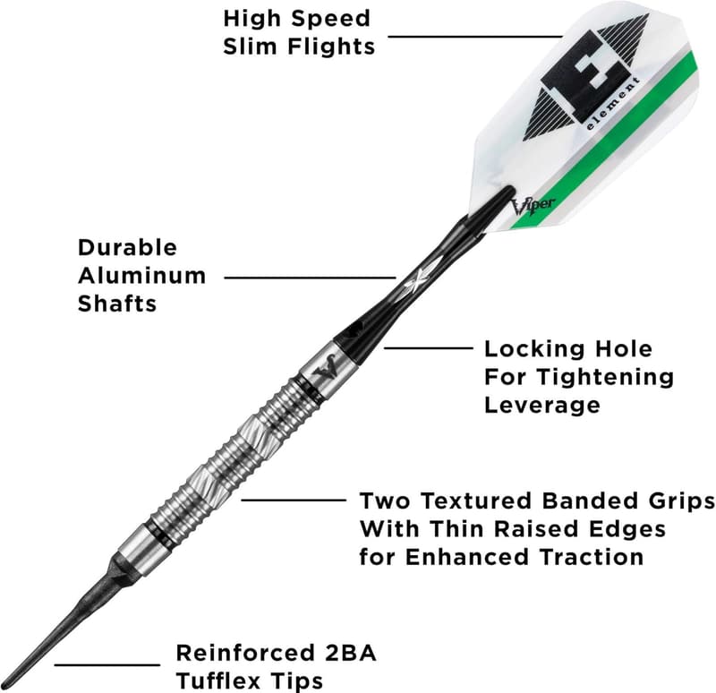 Viper Element 90% Tungsten Soft Tip Darts with Travel Case