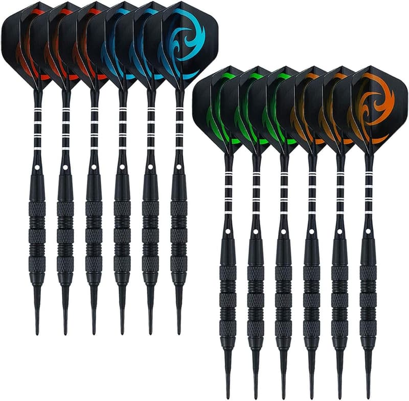 Professional Soft Tip Darts Set - 18g, Aluminum Shafts, Extra Tips