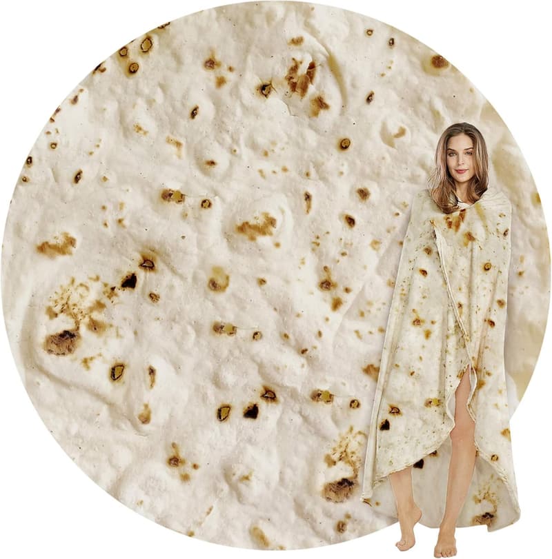 Funny Tortilla Blanket, Double-Sided Soft Wrap, 47 Inches