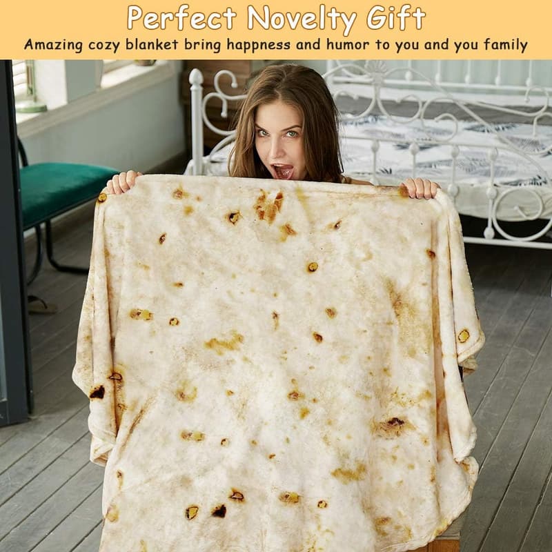 Funny Tortilla Blanket, Double-Sided Soft Wrap, 47 Inches