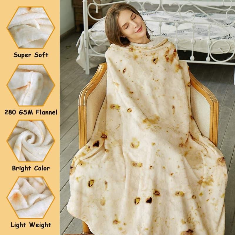 Funny Tortilla Blanket, Double-Sided Soft Wrap, 47 Inches