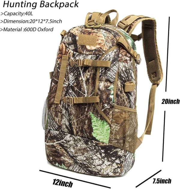 Khaki Outdoor Hunting Backpack with Rain Cover