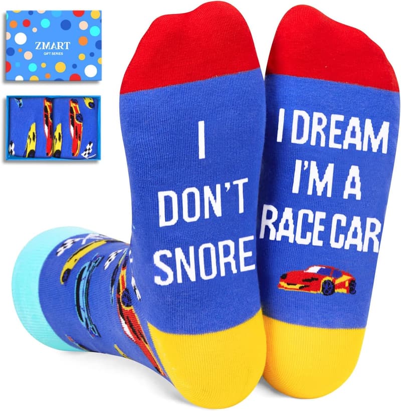 Race Car Socks for Men - Funny Gifts for Train Enthusiasts