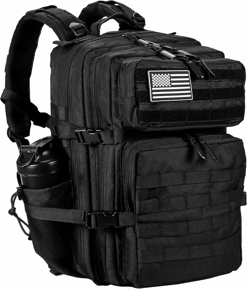 45L Tactical Backpack for Men and Women - Black Rucksack