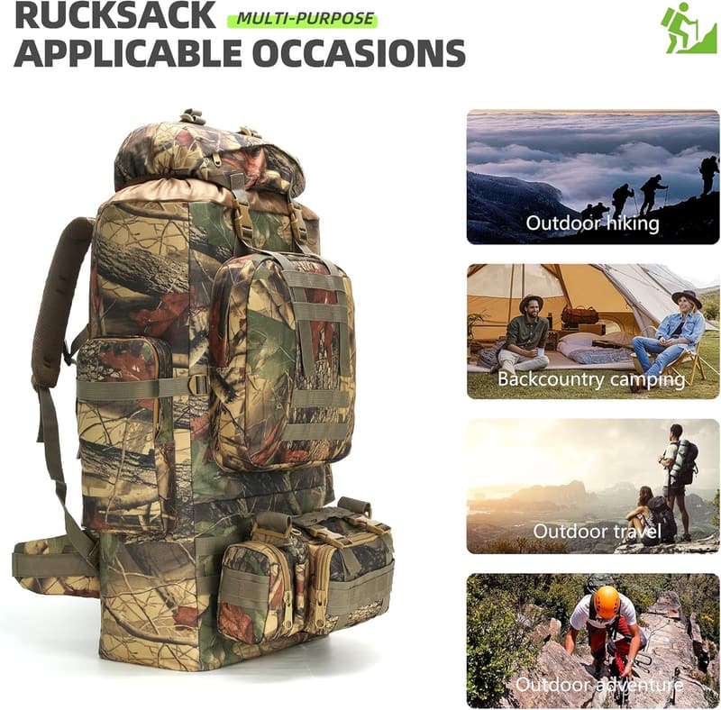 Military-Style Molle 100L Hiking Backpack for Camping