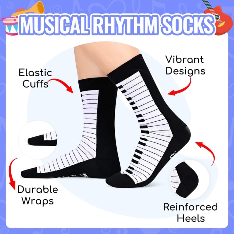 Music Socks Gift Set for Men - Piano & Guitar Greeting Card