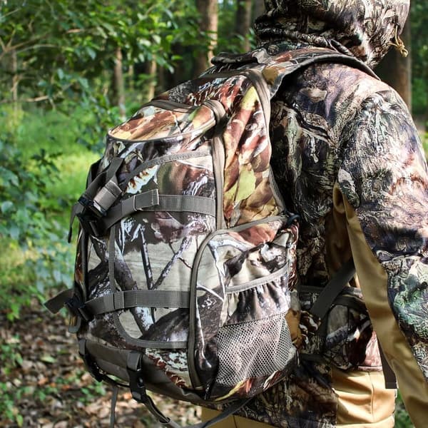 Waterproof 35L Hunting Backpack for Men/Women (Camo Pine-Cones)