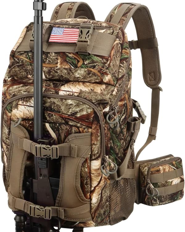 Men's Hunting Backpack with Rifle Holder & Waterproof Cover
