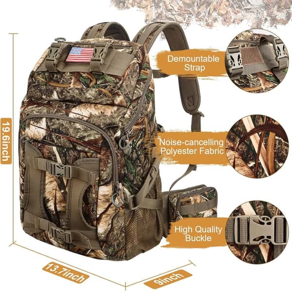 Men's Hunting Backpack with Rifle Holder & Waterproof Cover