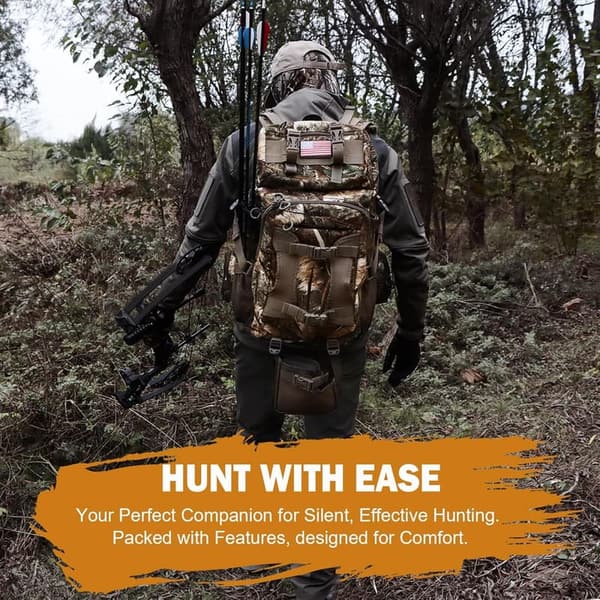 Men's Hunting Backpack with Rifle Holder & Waterproof Cover