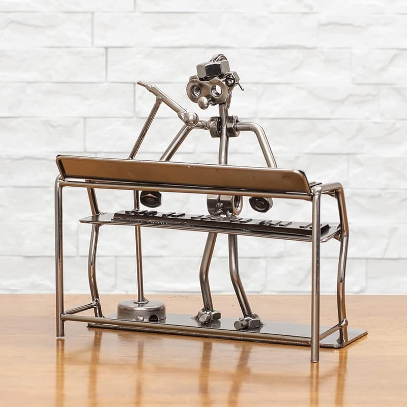 Silver-Tone Keyboard Singer Figurine - 6