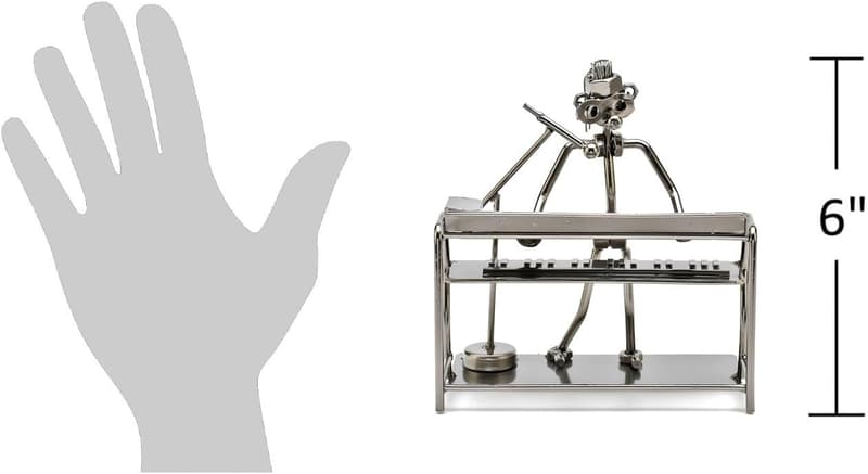 Silver-Tone Keyboard Singer Figurine - 6