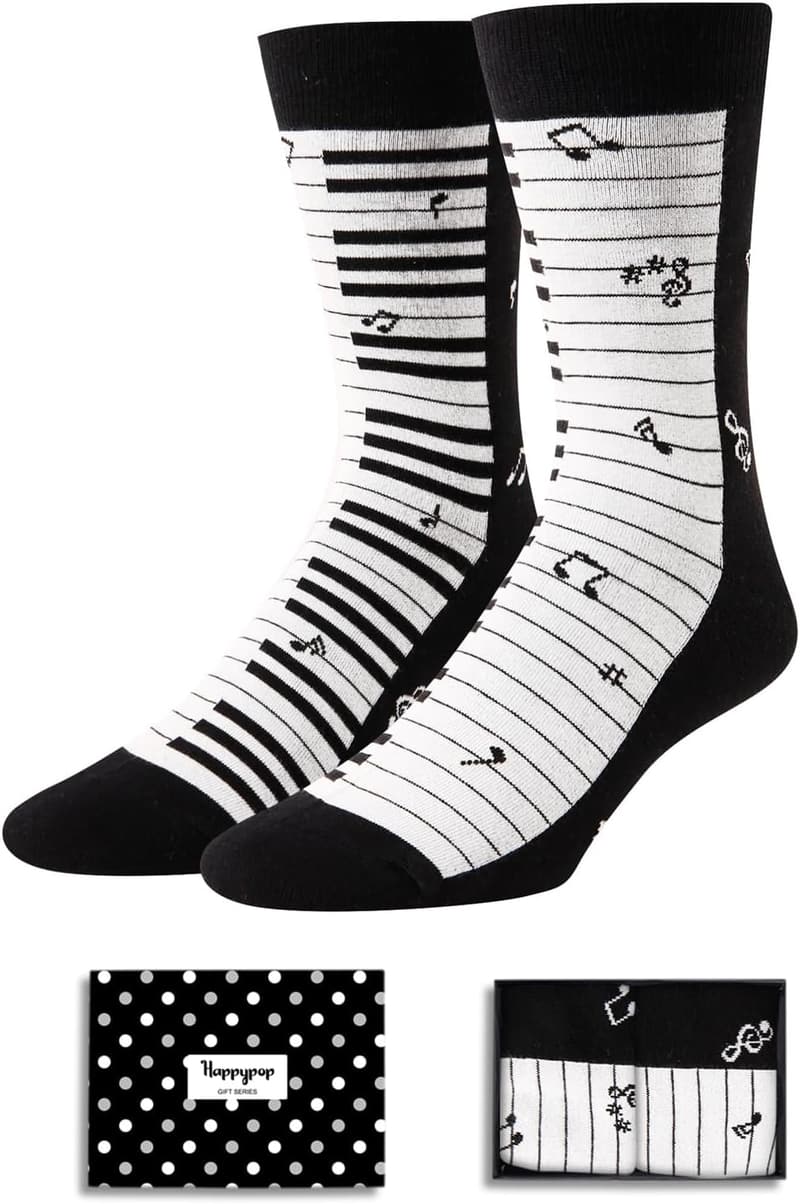 Music Note Socks for Men - Guitar & Piano Novelty Gifts
