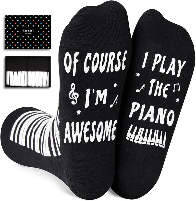 Music-Themed Socks for Friends - Guitar, Piano, Saxophone, Drums