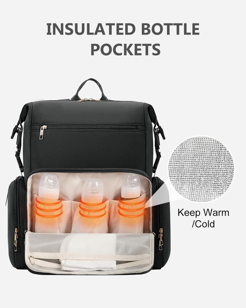 Large Diaper Bag Backpack with Changing Pad and Insulated Pockets
