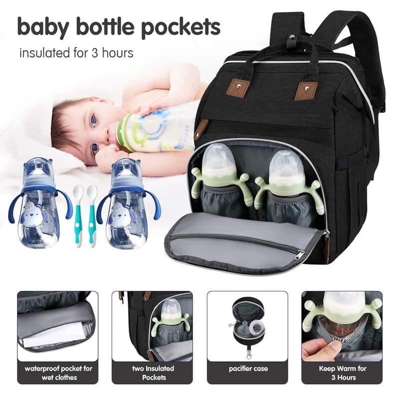 Large Capacity Waterproof Diaper Bag Backpack with USB Port
