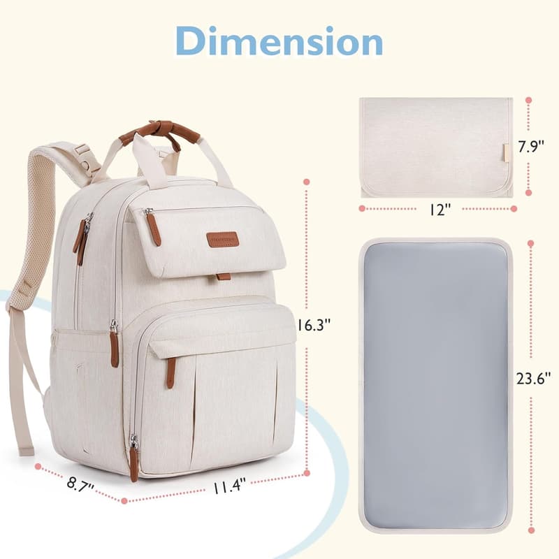 Expandable Diaper Bag Backpack for Twins - Water Resistant