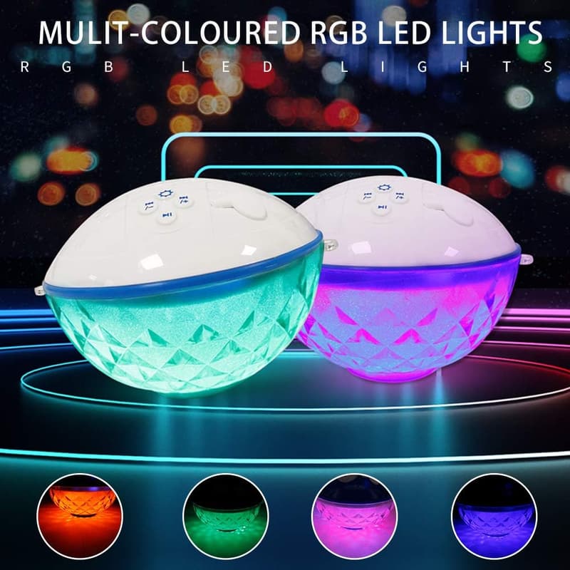 Portable Waterproof Bluetooth Pool Speaker with Colorful Lights