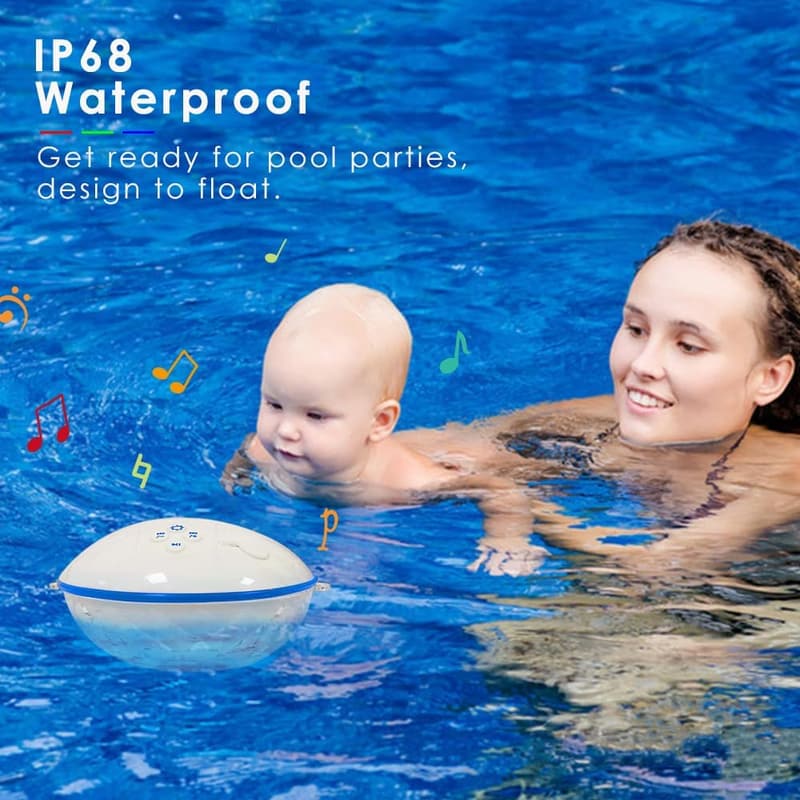 Portable Waterproof Bluetooth Pool Speaker with Colorful Lights