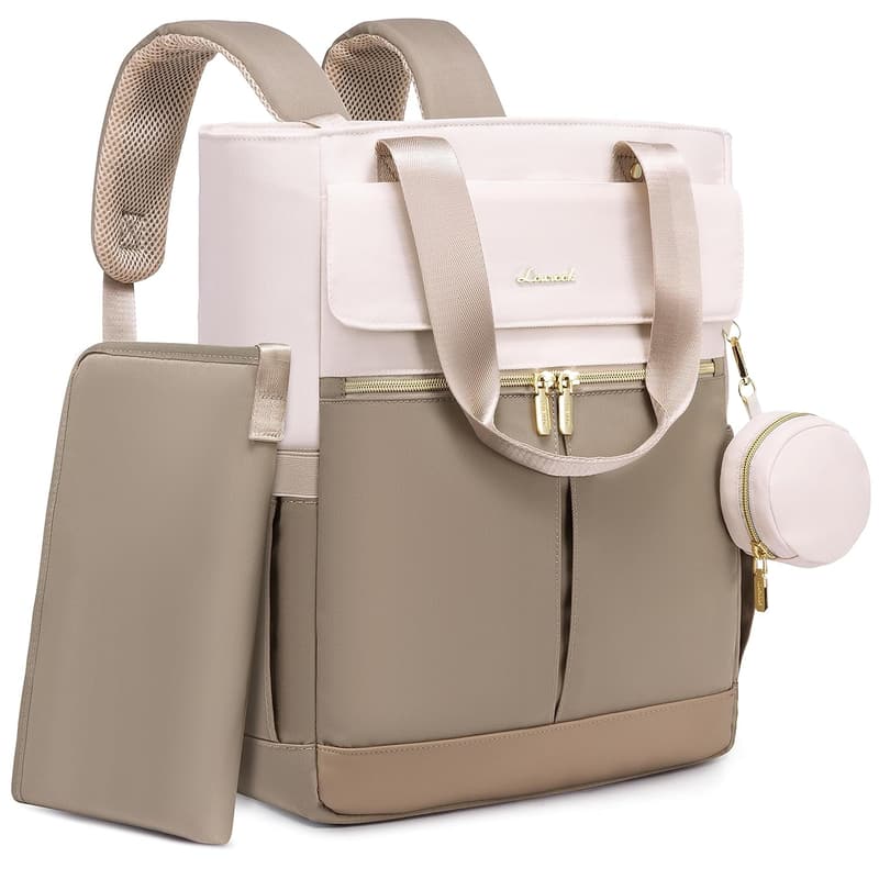 Large Insulated Diaper Bag Backpack with Changing Pad & Pacifier Case