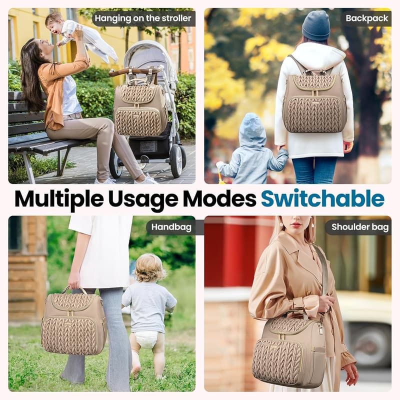 Waterproof 4-in-1 Diaper Bag Backpack with Changing Pad