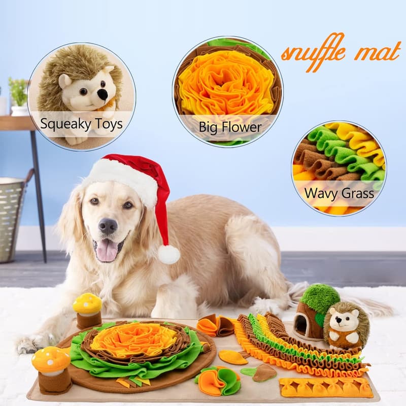 Large Hedgehog Snuffle Mat for Dogs - Puzzle Toy for Foraging & Stress Relief
