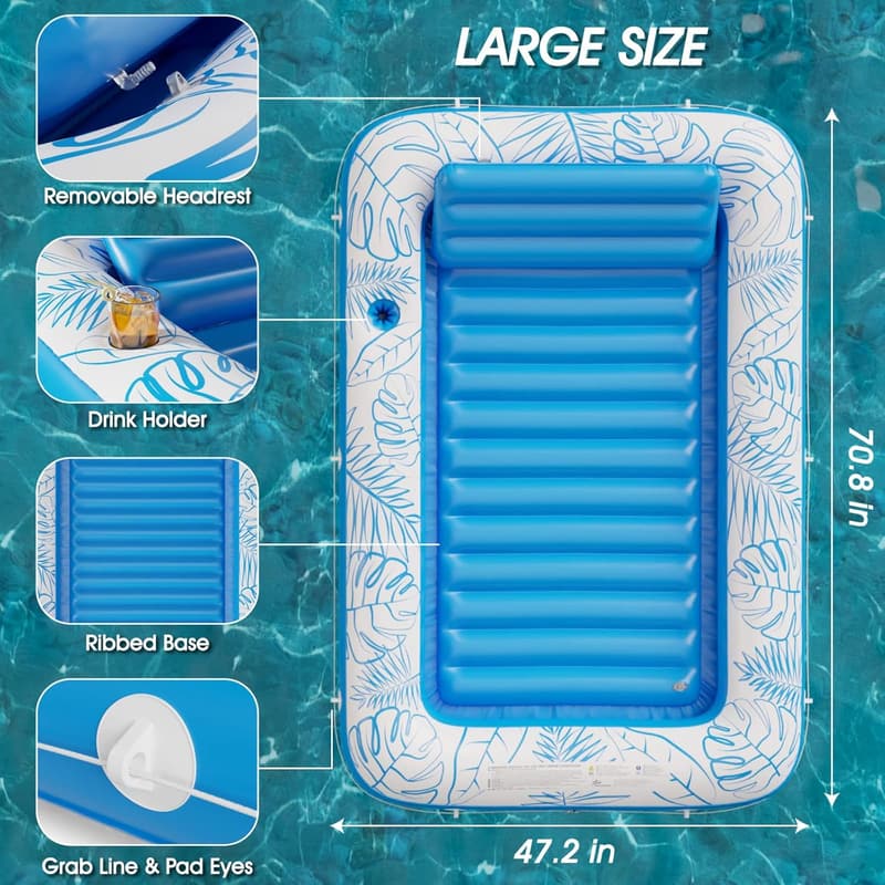 Inflatable Tanning Pool Lounger - 4-in-1 Sunbathing Raft