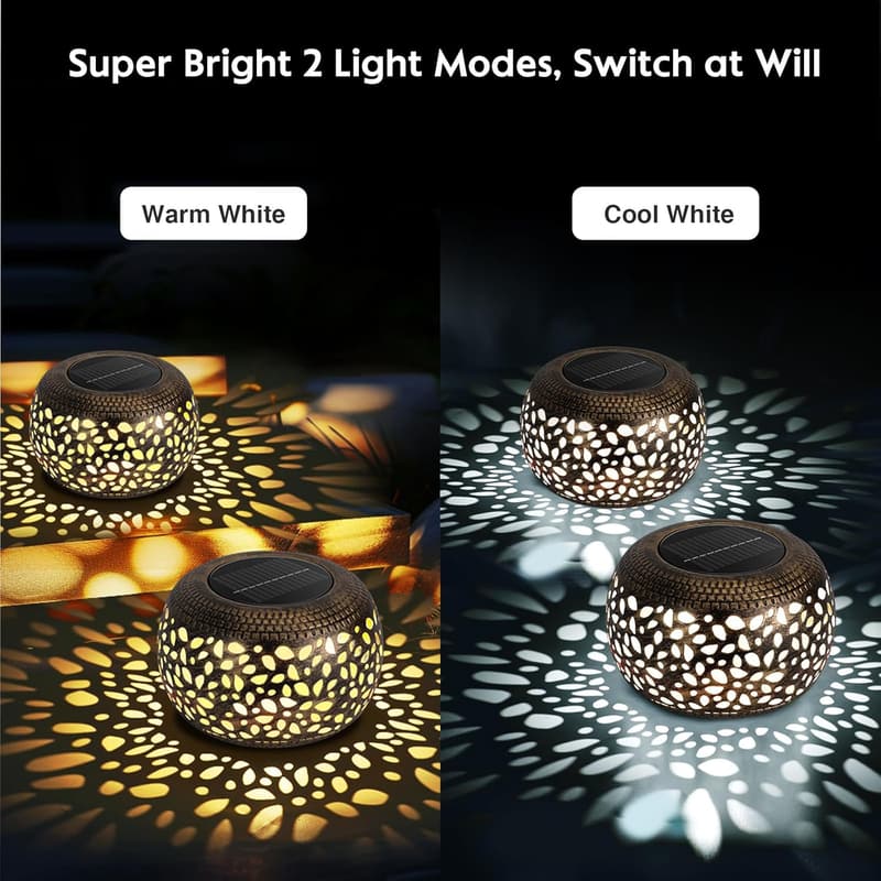 Retro Metal Solar Lanterns - Waterproof Outdoor Decor (2 Pack)