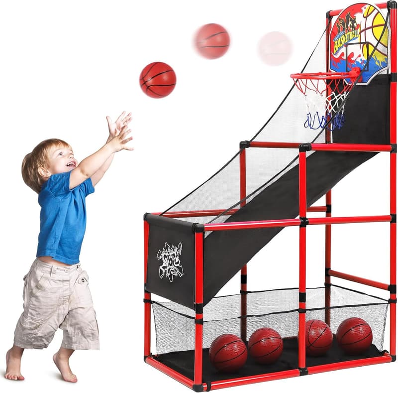 Indoor/Outdoor Arcade Basketball Set for Kids, Ages 3-12, Adjustable Height