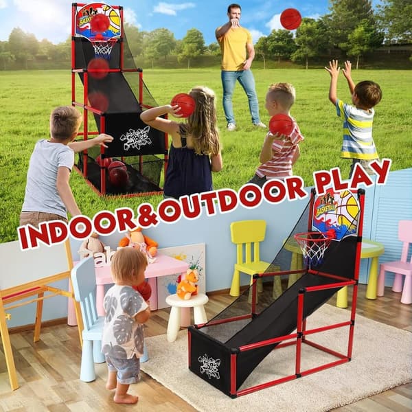 Indoor/Outdoor Arcade Basketball Set for Kids, Ages 3-12, Adjustable Height