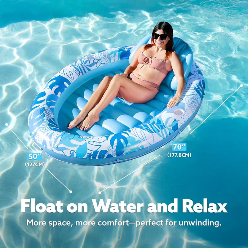 Inflatable Tanning Pool Lounger Float for Adults & Kids