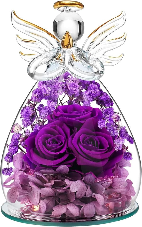 Forever Roses in Glass Angel Figurine for Mom's Birthday