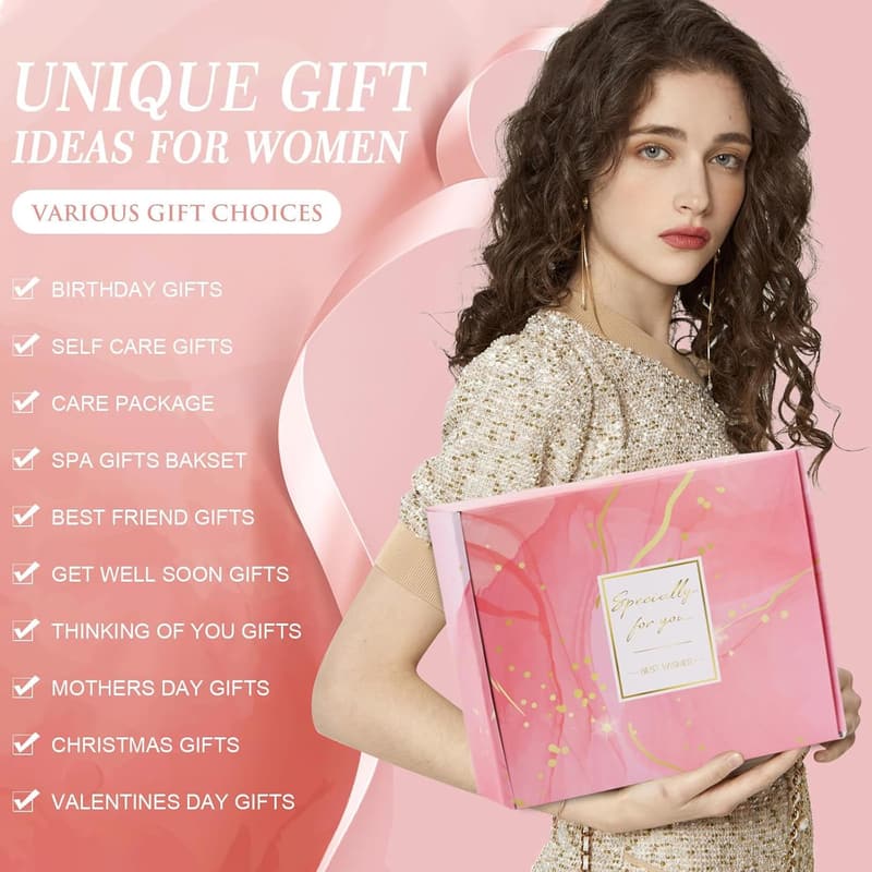 Birthday Self-Care Spa Gift Basket with Flannel Blanket for Women