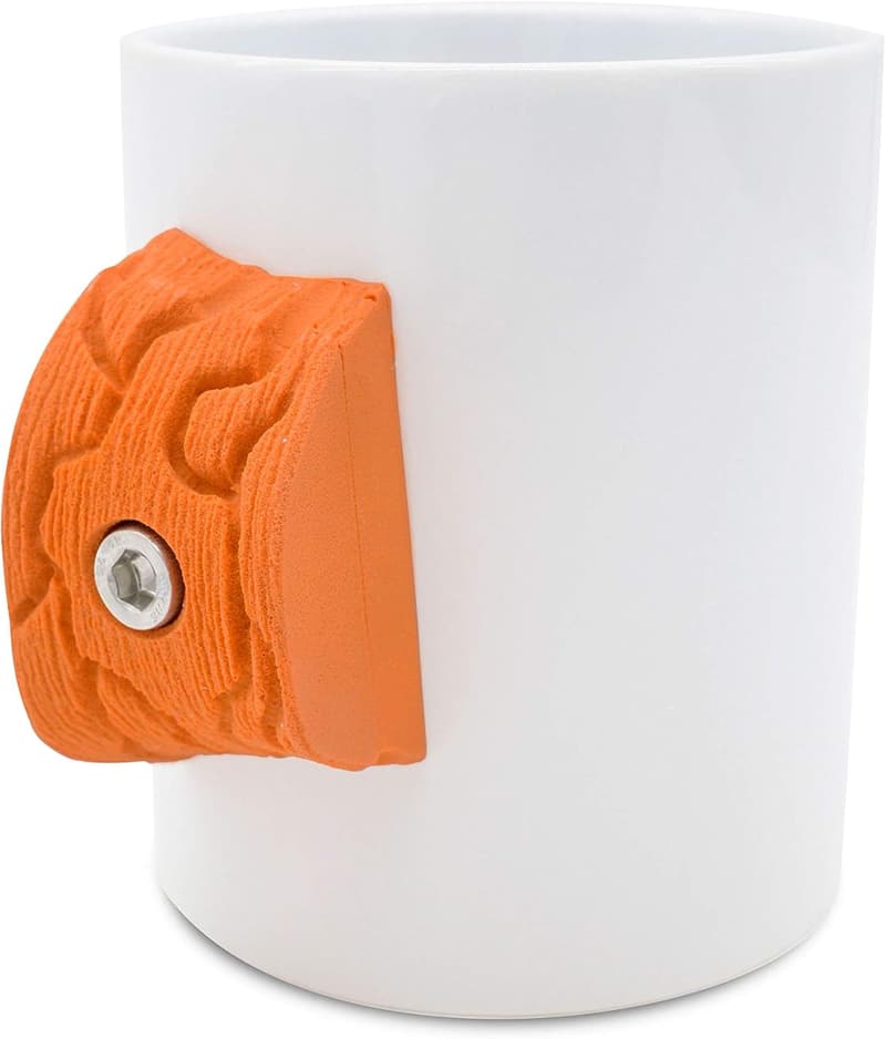 Rock Climbing Mug with Hand Grip - 12 oz Orange Cup