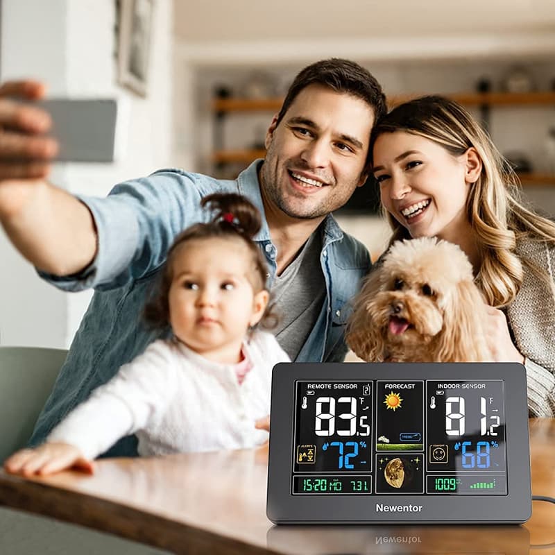 Wireless Indoor Outdoor Weather Station with Color Display