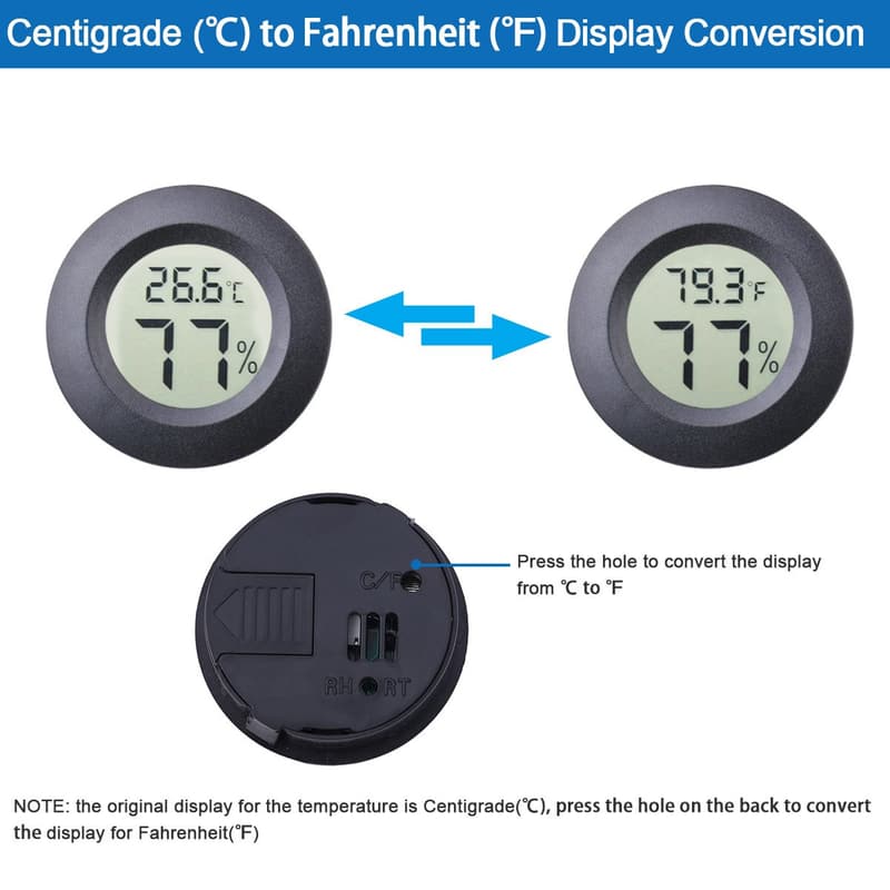 Digital Mini Hygrometer Thermometer - 2-Pack Indoor LCD Gauge