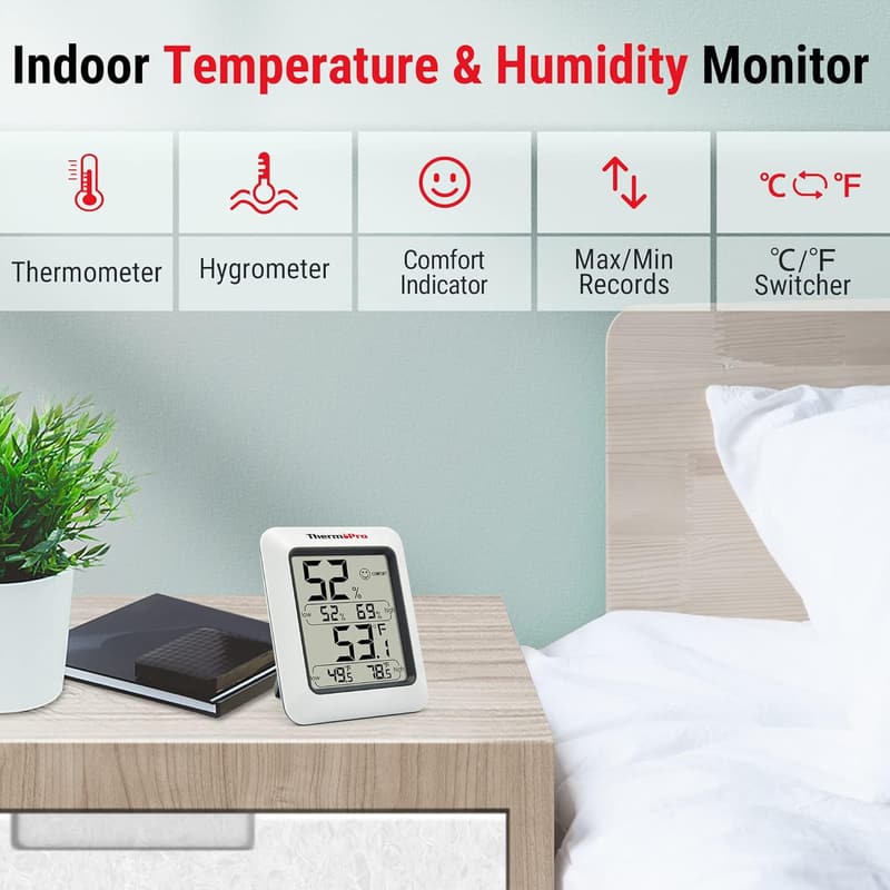 Indoor Digital Thermometer & Hygrometer with Temperature Monitor