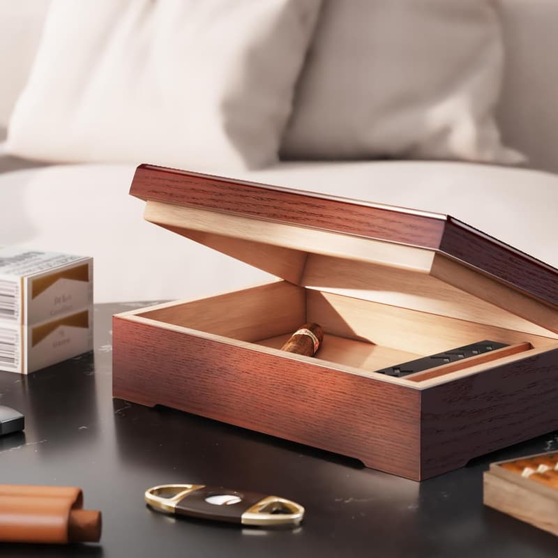 Cedar Wood Cigar Humidor Box with Glass Top for 20-25 Cigars