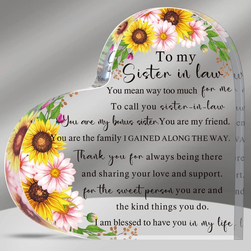 Sister-in-Law Birthday Acrylic Heart Keepsake Plaque