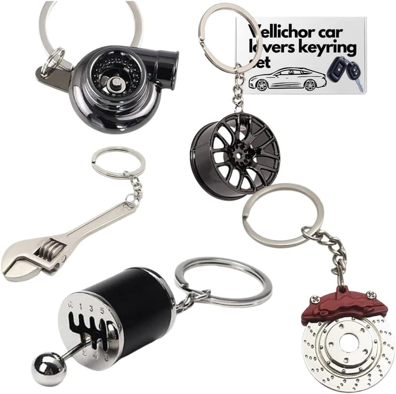 Auto Enthusiast Keychain Set - Gear Shifter & Wheel Rim