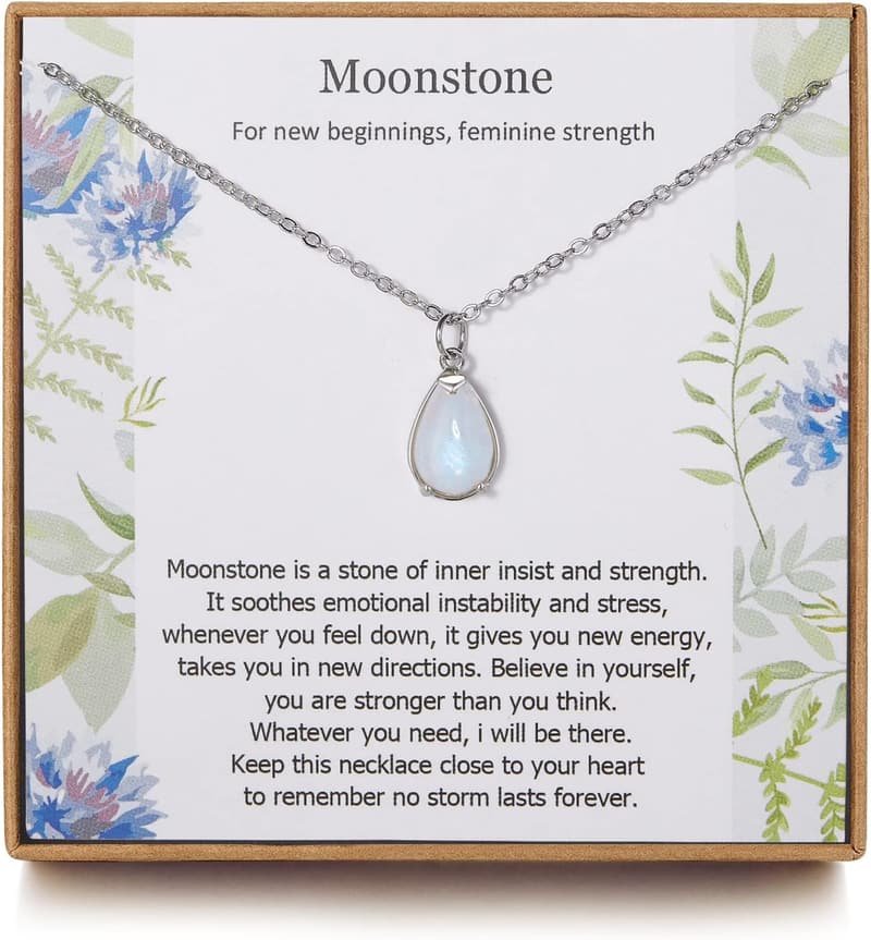 Divorce Gift: Minimalistic Moonstone Silver Necklace for Women