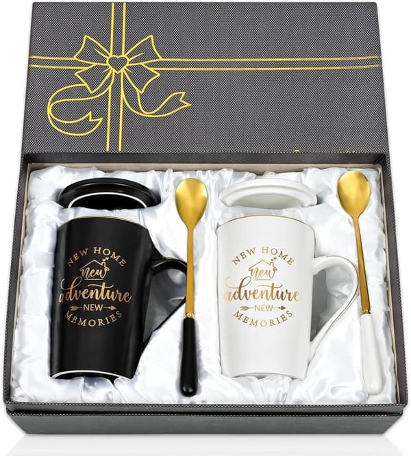 Housewarming Gift Set - New Adventure Coffee Mugs for Couples