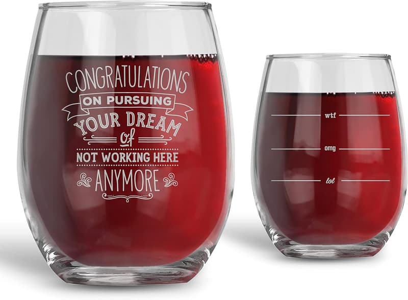 Farewell Stemless Wine Glass - 21 oz for Coworkers