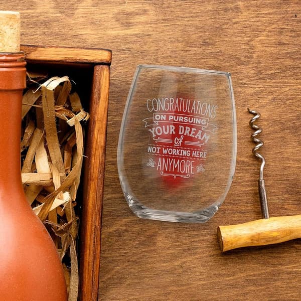 Farewell Stemless Wine Glass - 21 oz for Coworkers